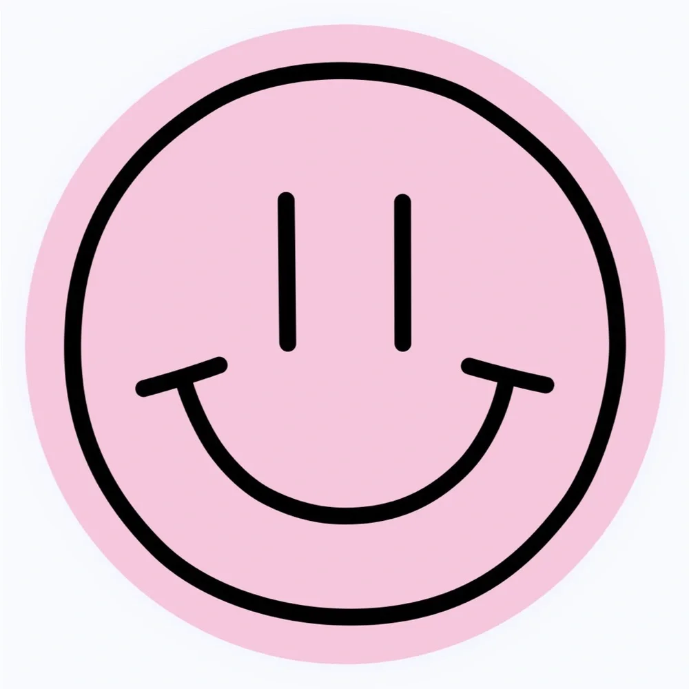 30 STICKERS - 2” ROUND - SMILEY - PINK